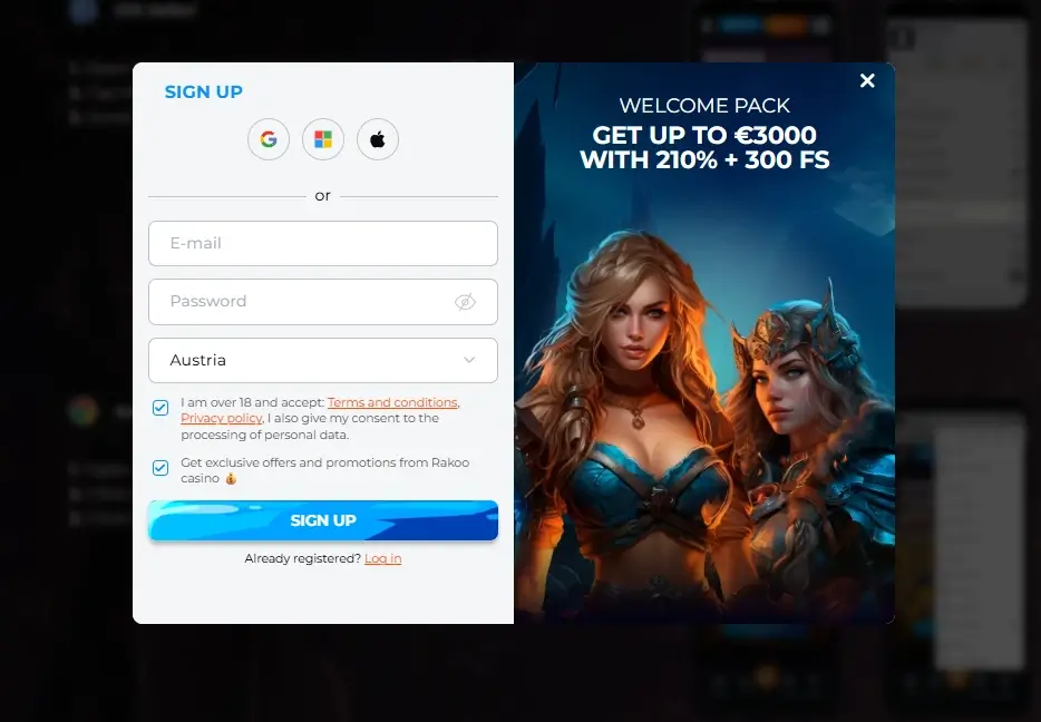 rakoo casino registration